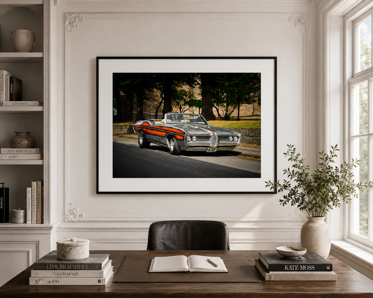 Vintage Pontiac Convertible – Classic American Car Photography Print, med träram